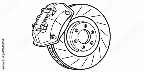 A detailed illustration of a brake disc and caliper assembly