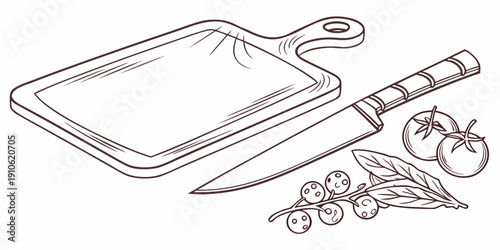 A knife and vegetables on a chopping board ready for cooking