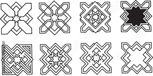 Comprehensive Black-and-White Line Art Vector Icon Set for Ramadan and Eid – Islamic Symbols, Charity (Zakat), Prayer, Mosque, Lantern, Quran, Fasting, and Celebration