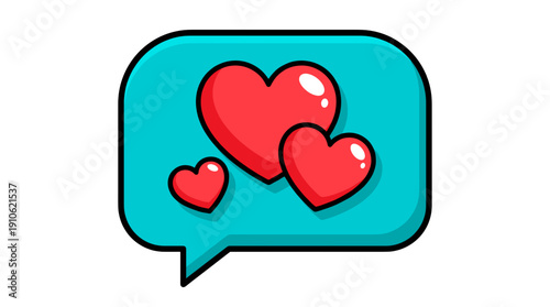 Three Red Hearts Floating in a Speech Bubble