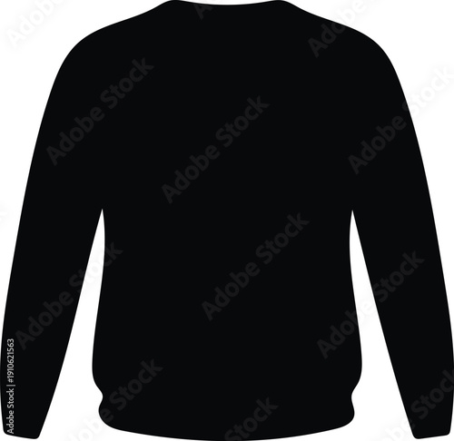 Simple solid black longsleeved pullover sweatshirt isolated on a white background for design