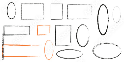 A collection of various rectangle and oval shapes in different sizes and orientations