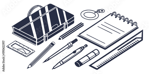 An assortment of office supplies neatly arranged on a desk