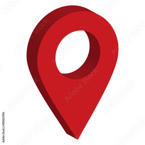 3D Deep Red Location Pin Icon – Modern Matte GPS Map Marker for Navigation and Geo Address Indication