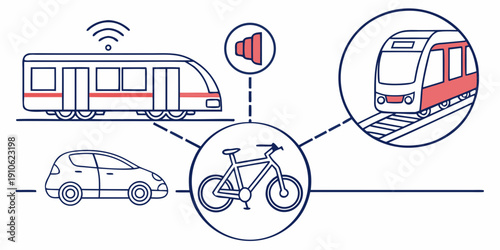 Illustration of various transportation modes and their connectivity features.