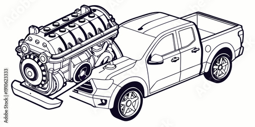 A detailed illustration of a classic hot rod with a visible engine.