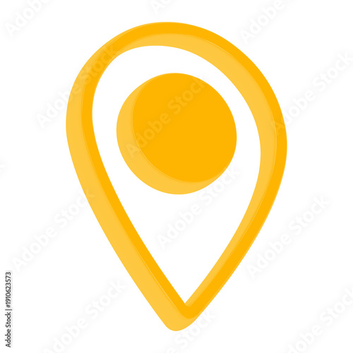 Free Download 3D Yellow Target Location Pin Icon – Modern GPS Map Marker with Circular Center for Navigation and Position Tracking - GFXLoad
