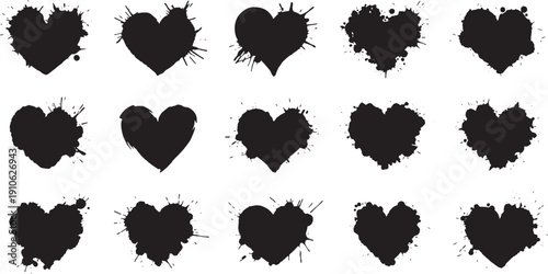 Various textured heart shapes with dripping effects, perfect for grunge and alternative design projects
