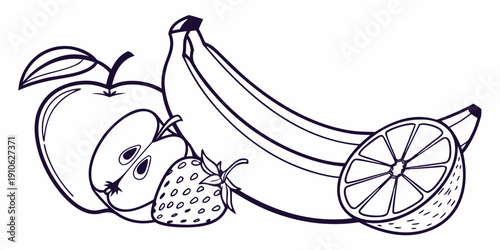 A delightful assortment of fresh fruits including an apple, banana, and grapefruit