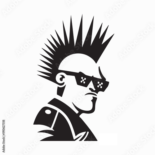 Urban Punk Rock Logo Design with Cool Sunglasses Characterr