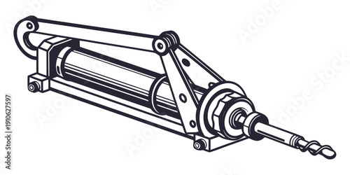 Close-up view of a mechanical shock absorber with intricate internal components.