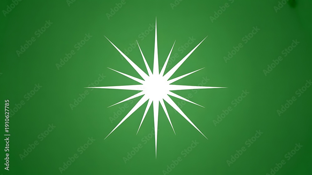 Obraz premium White starburst light effect isolated on green background