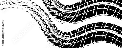 Tire mark. Car and motorcycle tire track vector set. Truck tread mark on the road concept. Vector tire mark from different tread type of car and moto wheel