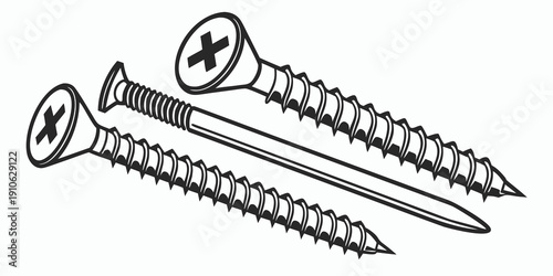 Three different types of screws with various head and thread designs