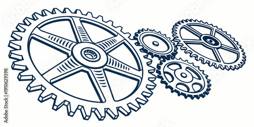 Intricate mechanical gears and cogs in a complex arrangement