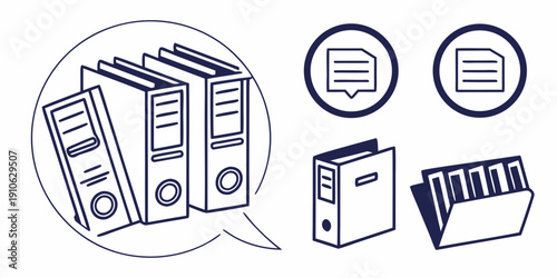 A collection of binders and files with various documents and folders