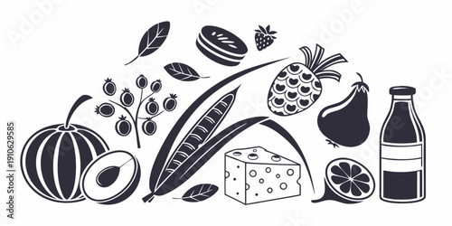 A vibrant assortment of fresh fruits, vegetables, and dairy products.