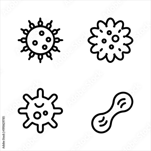 A Professional Microscopic Bacteria Icon Symbol, Showcasing Microbiology Science.