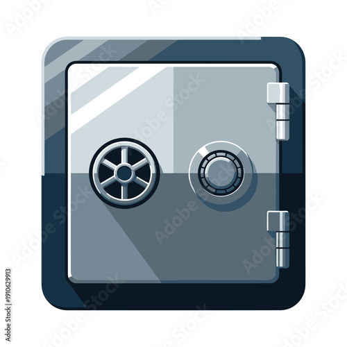 Safe Vault Door with Combination Wheel and Hinges