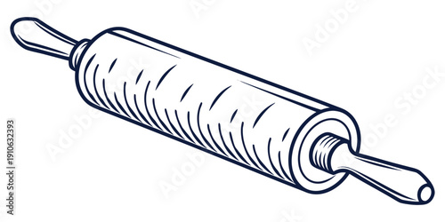A vintage rolling pin with a wooden handle and textured surface for baking