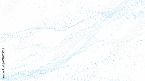 Soft blue particle wave flows across a clean white background, forming an elegant abstract digital landscape with smooth motion and depth.