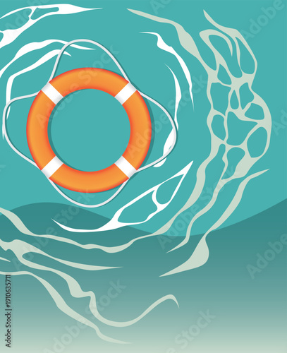 Lifebuoy floating on water offering rescue and safety