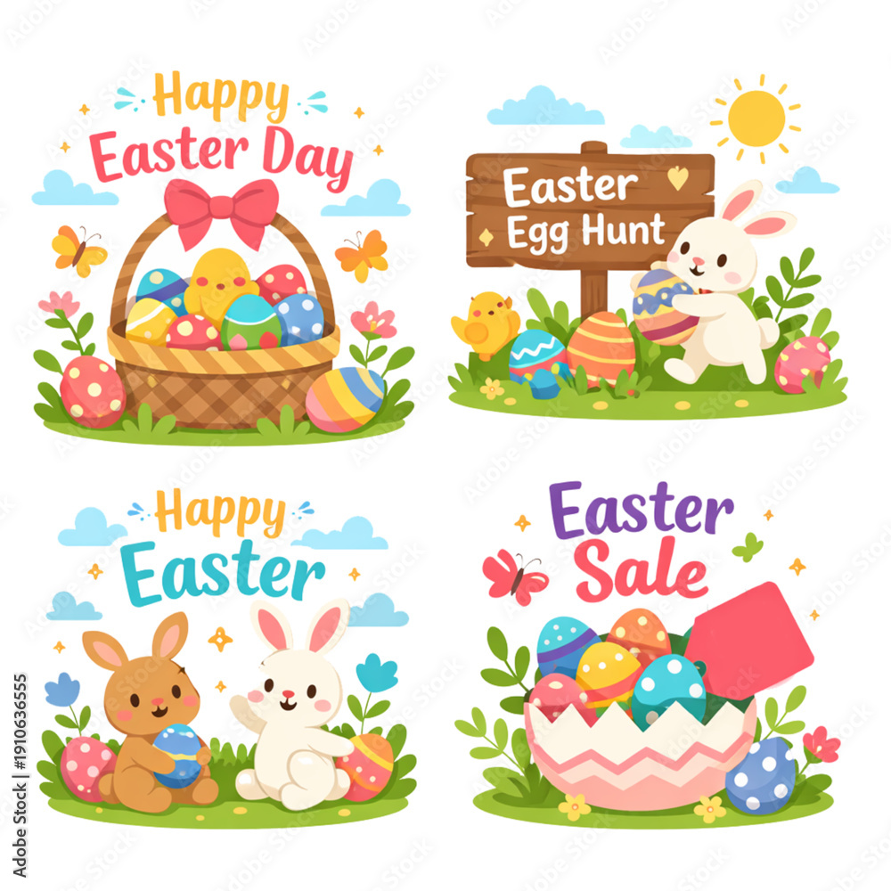 Fototapeta premium happy easter element vector
