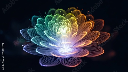 Vibrant Lotus Flower with Rainbow Colors.