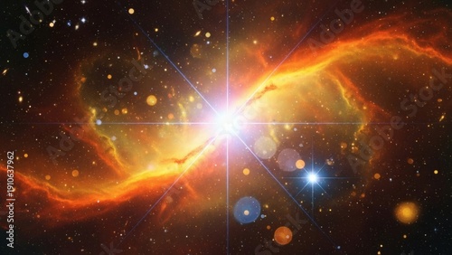 Vibrant Nebula with Stars and Bright Light.