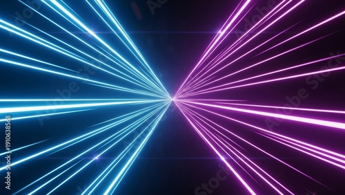 Vibrant Neon Light Beams in Motion.