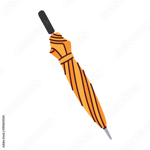  Long yellow umbrella remains closed and slim for easy carrying like a walking stick. Bright sunny color makes it a cheerful accessory to have on hand for autumn storms.