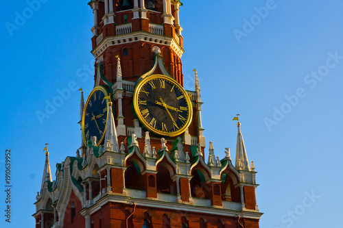  Close Up View of Spasskaya Tower Clock on Moscow Kremlin
