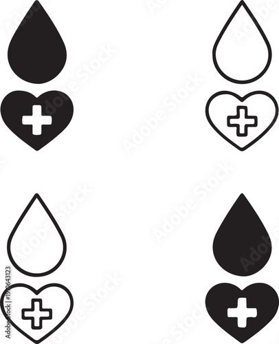 Isolated Hemophilia Medical Support Icon Set, Hemophilia Medical Support Icon, Hemophilia Medical Support Solid Black Icon, Hemophilia Medical Support Outline Vector For Hospital Design