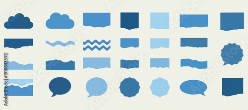 Blue Cloud Shapes Clipart Set, Weather Elements Illustration Bundle, Cute Sky Cloud Design Collection, Blue Abstract Cloud Graphic, Digital Scrapbook Cloud Stickers, Cartoon Weather Icon Pack, Minimal