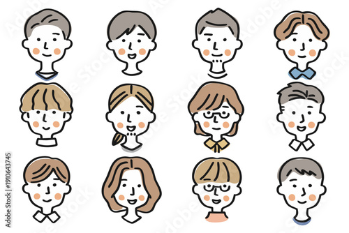 男性の顔のアイコンセット①