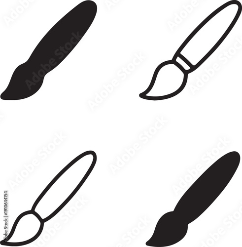 Isolated Watercolor Brush Stroke Icon Set, Watercolor Brush Stroke Icon, Watercolor Brush Stroke Icon Solid Black, Watercolor Brush Stroke Icon Outline Vector For Creative Painting Design