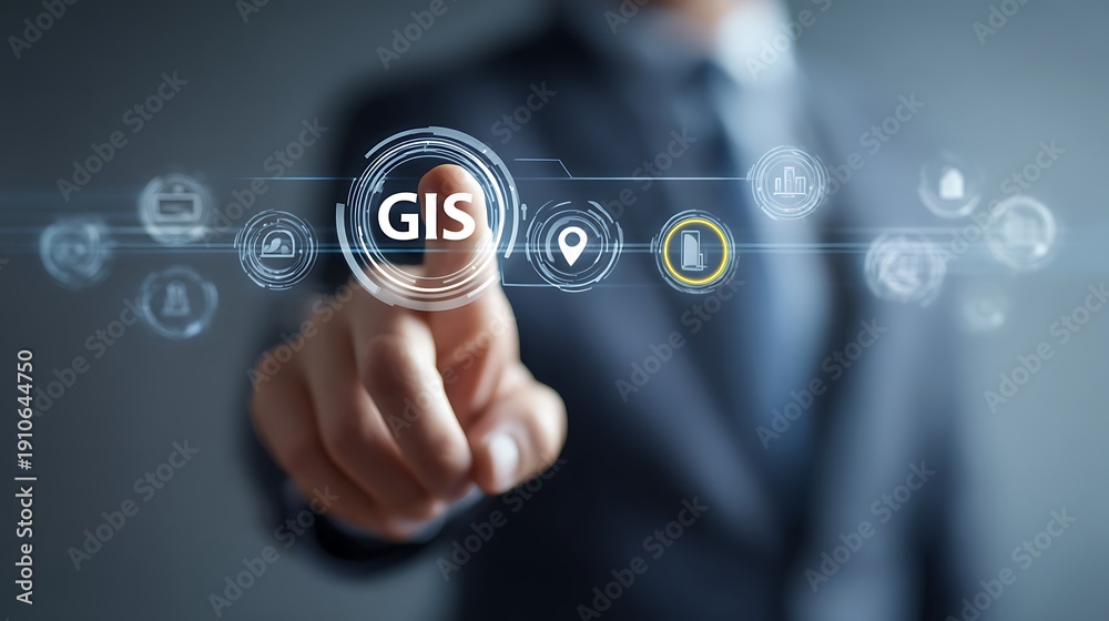 Fototapeta premium Professional using technology to interact with a gis digital interface system