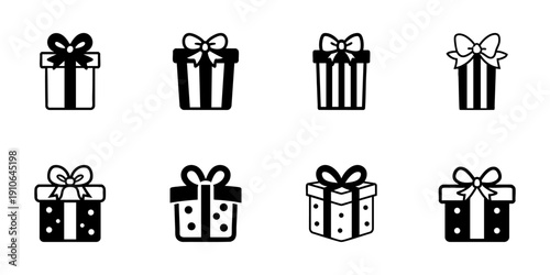 Gift Box Icons In Hand Drawn Style Set. Celebration, Holiday, And Present Doodle Sketch Collection. Festive Packaging Variety. Isolated Vector Illustration