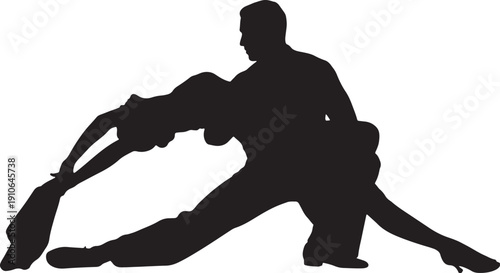 vector silhouettes of a salsa dancing couple in a dip pose