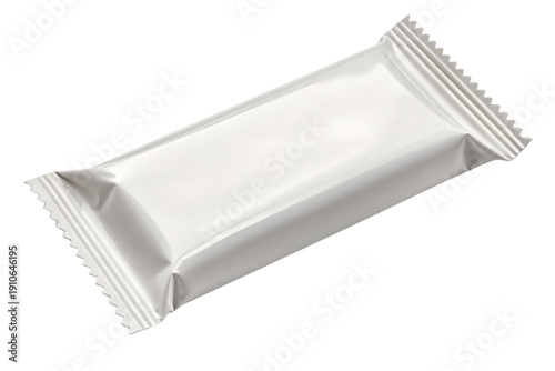 Wide white chocolate pack wrapper template with empty surface isolated on transparent PNG background