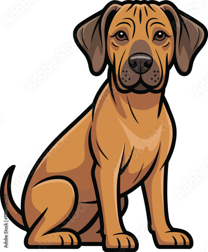 Cute cartoon a illustrator vector Rhodesian Ridgeback