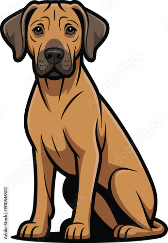 Cute cartoon a illustrator vector Rhodesian Ridgeback