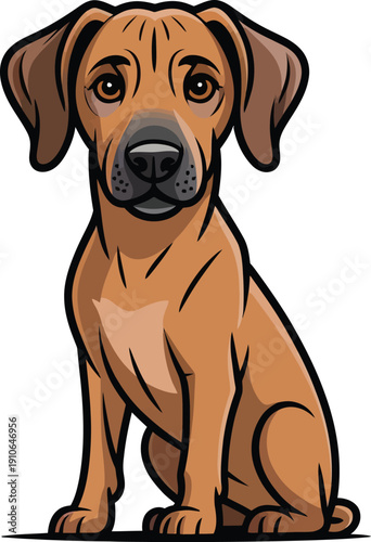 Cute cartoon a illustrator vector Rhodesian Ridgeback