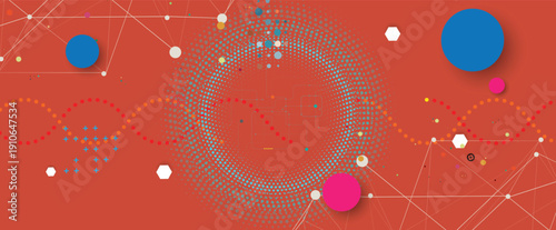 Cyber technology and science banner or header. Machine deep learning neural network