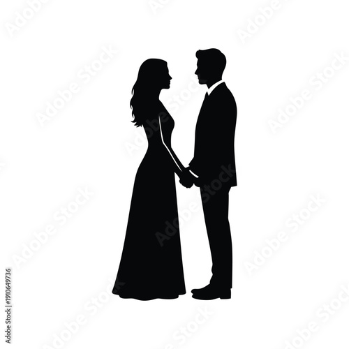 silhouette of bride and groom