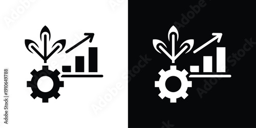 Growth Icon Sheet Black And White