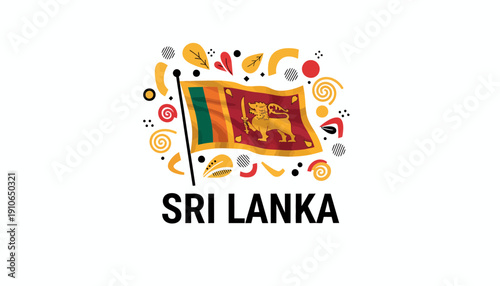 Sri Lankan national flag emblem with decorative elements.