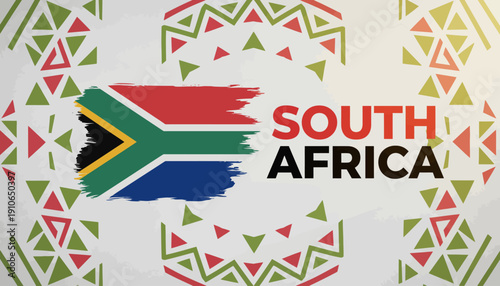 South Africa National Flag Design with Traditional Patterns.