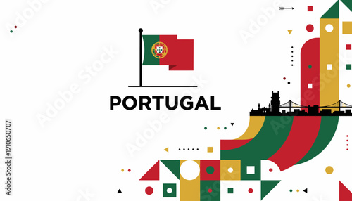 Portuguese flag and cultural elements in modern design.