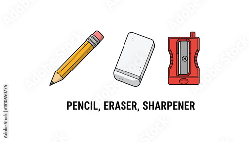 School Stationery Set with Pencil Eraser and Sharpener